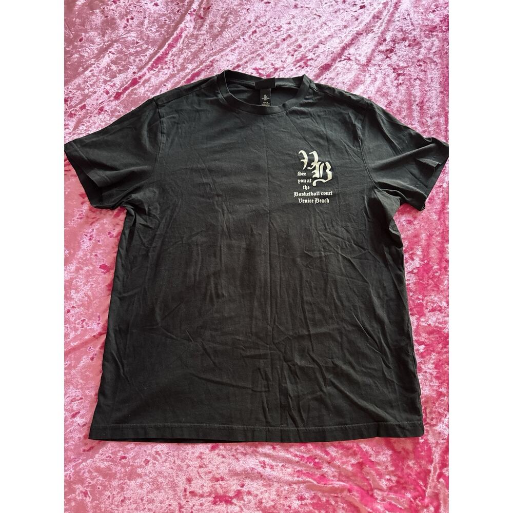 H&M Men's Black White Graphic Tee Venice Beach Large